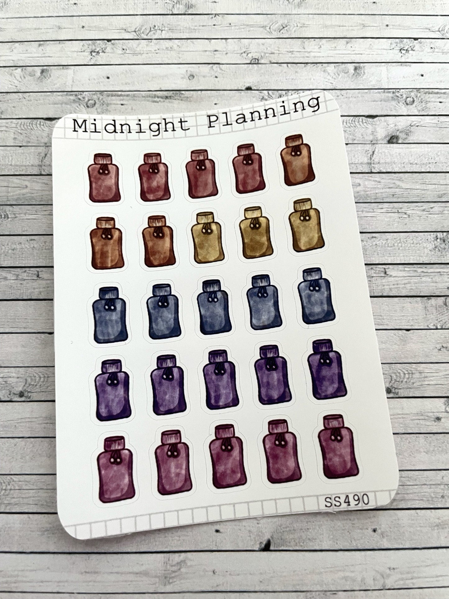 Water Bottle, Functional and Handmade Planner Sticker Sheets
