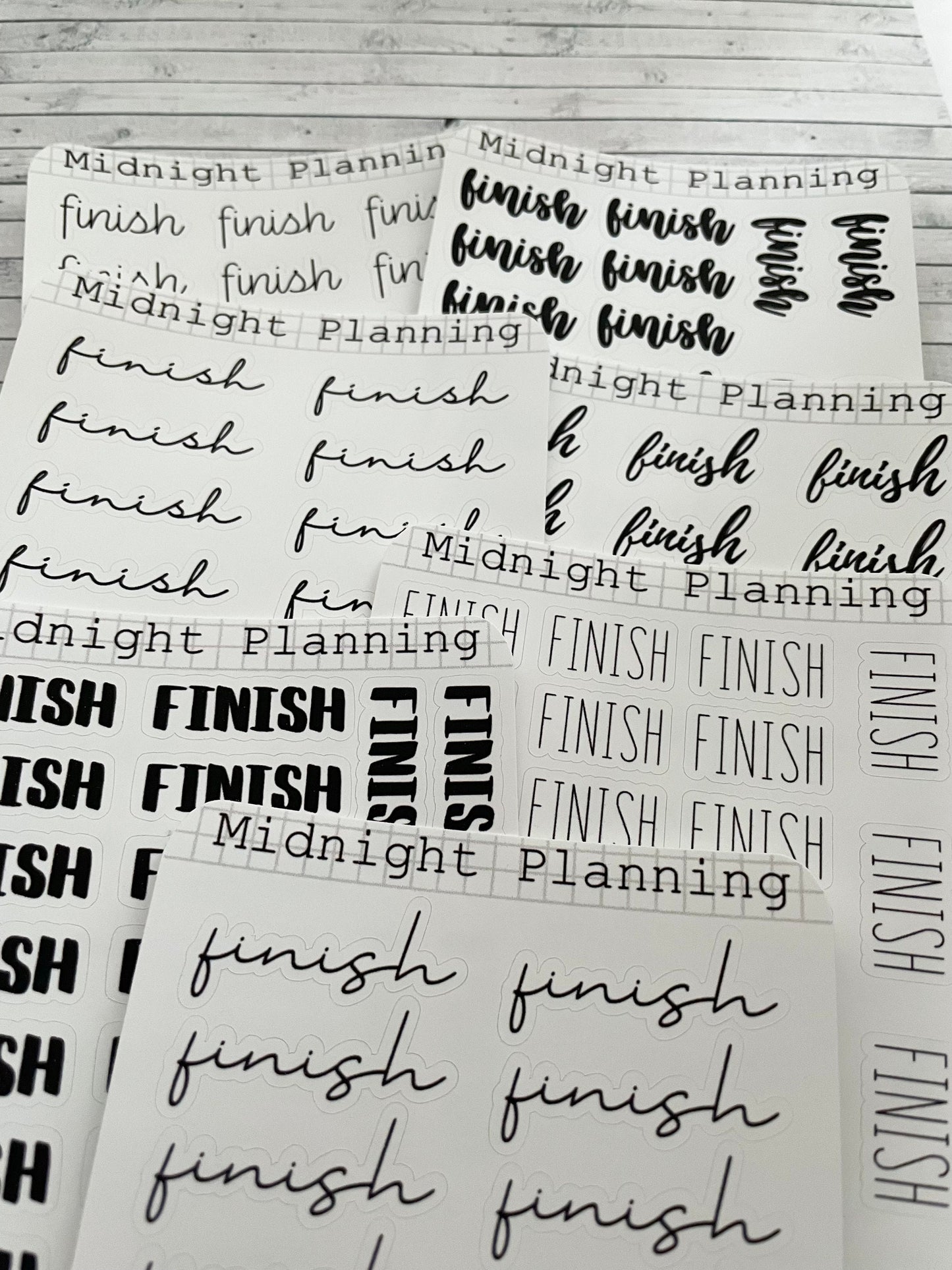 Finish Scripts, Functional and Handmade Planner Sticker Sheets