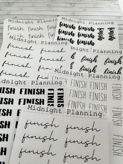 Finish Scripts, Functional and Handmade Planner Sticker Sheets