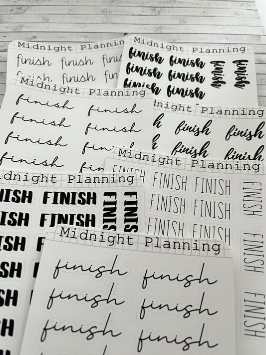 Finish Scripts, Functional and Handmade Planner Sticker Sheets