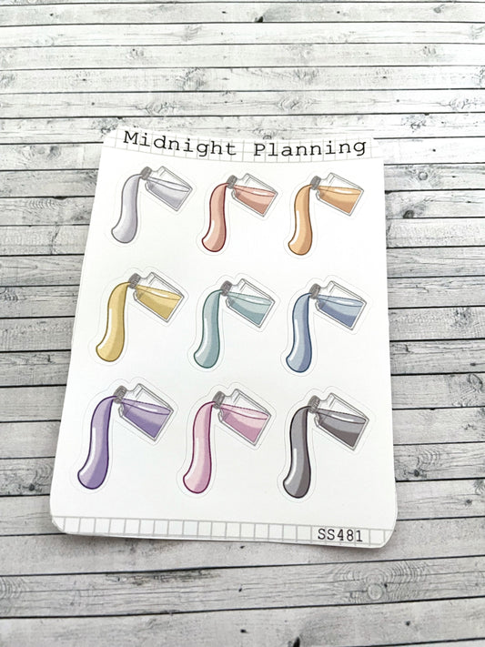 Pouring Ink Jar, Fountain Pen Ink, Functional and Handmade Planner Sticker Sheets