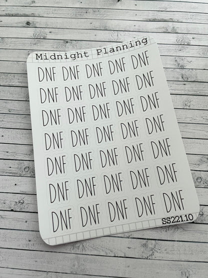 DNF, Did Not Finish, Script Allocators and Titles That Are Functional and Handmade Planner Sticker Sheets