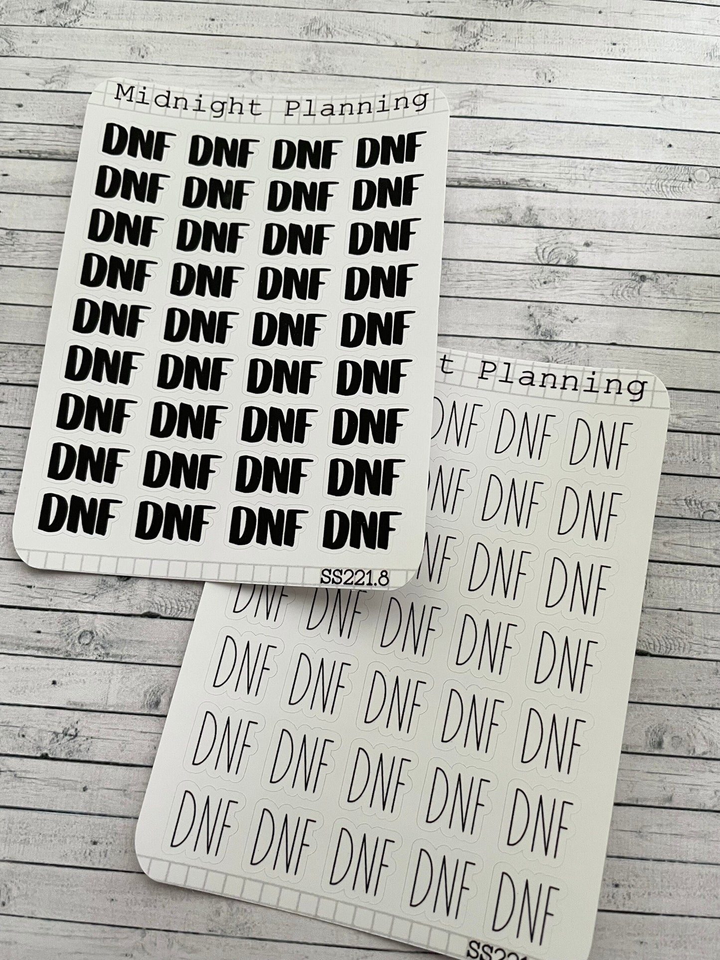 DNF, Did Not Finish, Script Allocators and Titles That Are Functional and Handmade Planner Sticker Sheets