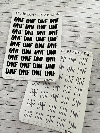 DNF, Did Not Finish, Script Allocators and Titles That Are Functional and Handmade Planner Sticker Sheets