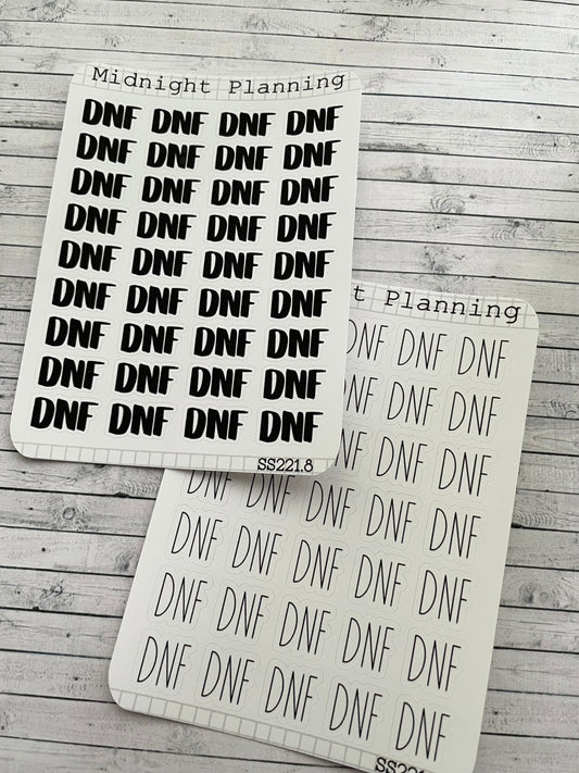 DNF, Did Not Finish, Script Allocators and Titles That Are Functional and Handmade Planner Sticker Sheets