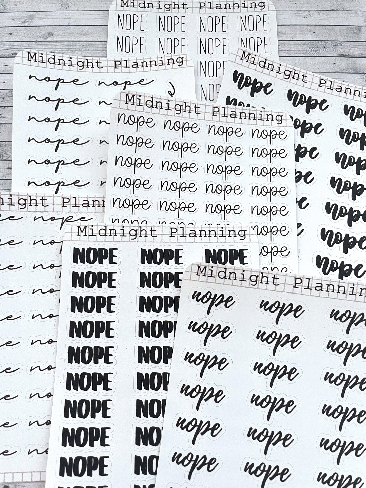 Nope, Script Allocators and Titles That Are Functional and Handmade Planner Sticker Sheets