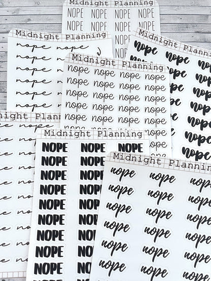 Nope, Script Allocators and Titles That Are Functional and Handmade Planner Sticker Sheets