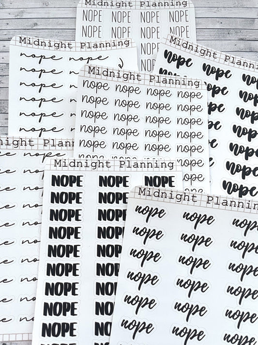 Nope, Script Allocators and Titles That Are Functional and Handmade Planner Sticker Sheets