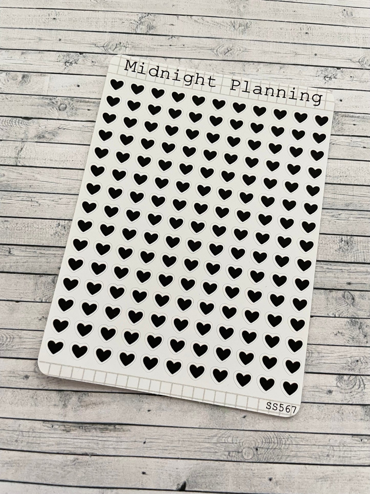 Mini Black Bullet Point Hearts, Functional and Handmade Planner Sticker Sheets