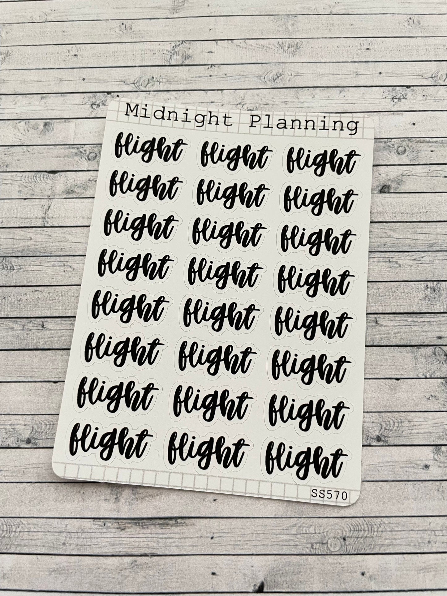 Flight, Script, Titles That Are Functional and Handmade Planner Sticker Sheets