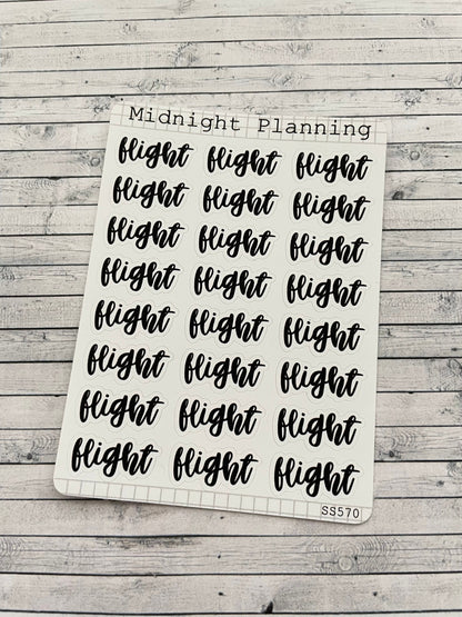 Flight, Script, Titles That Are Functional and Handmade Planner Sticker Sheets