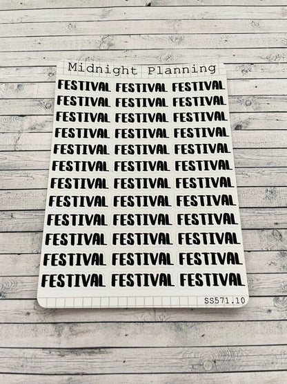 Festival, Small Script, Titles That Are Functional and Handmade Planner Sticker Sheets