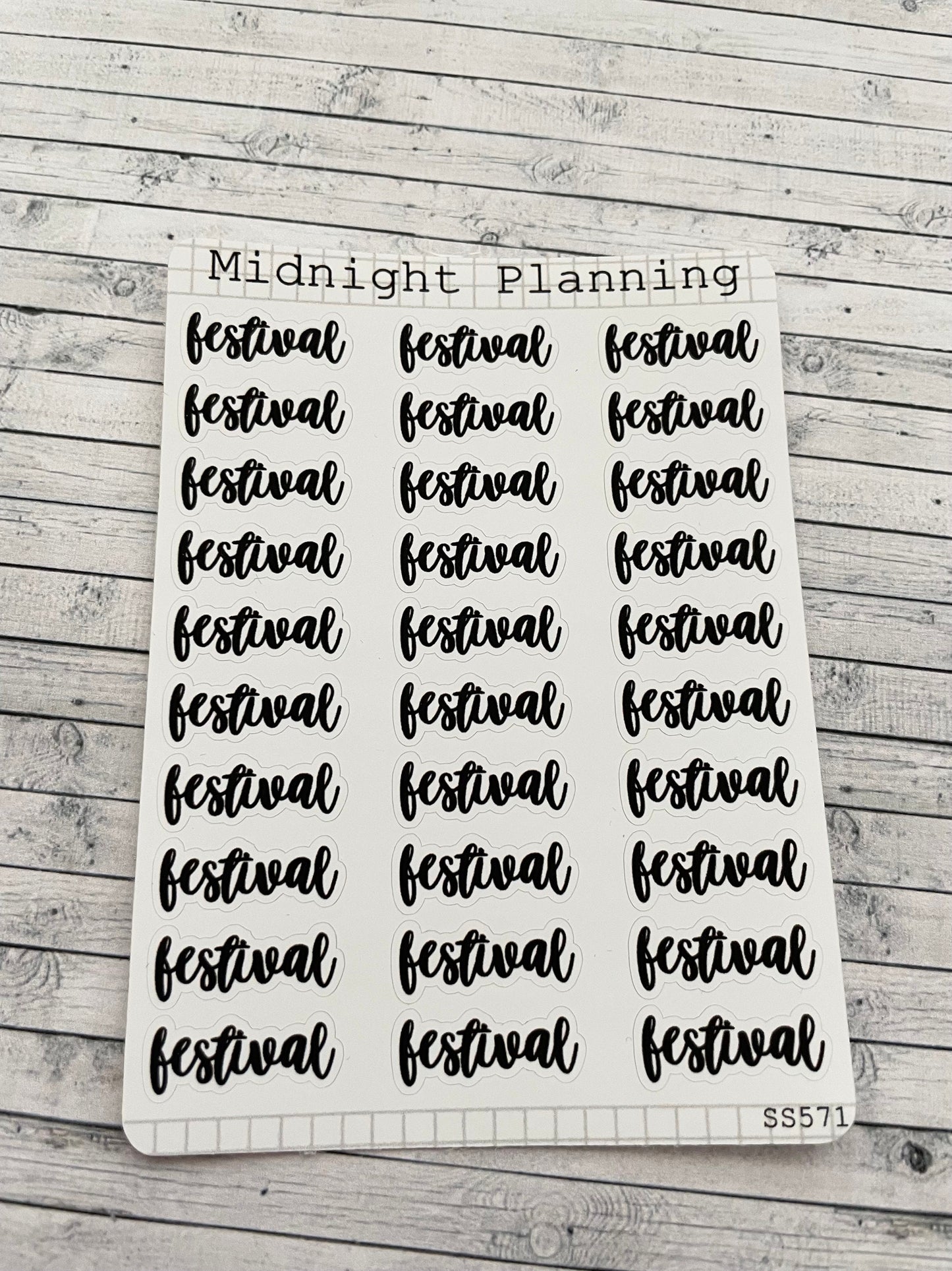 Festival, Small Script, Titles That Are Functional and Handmade Planner Sticker Sheets