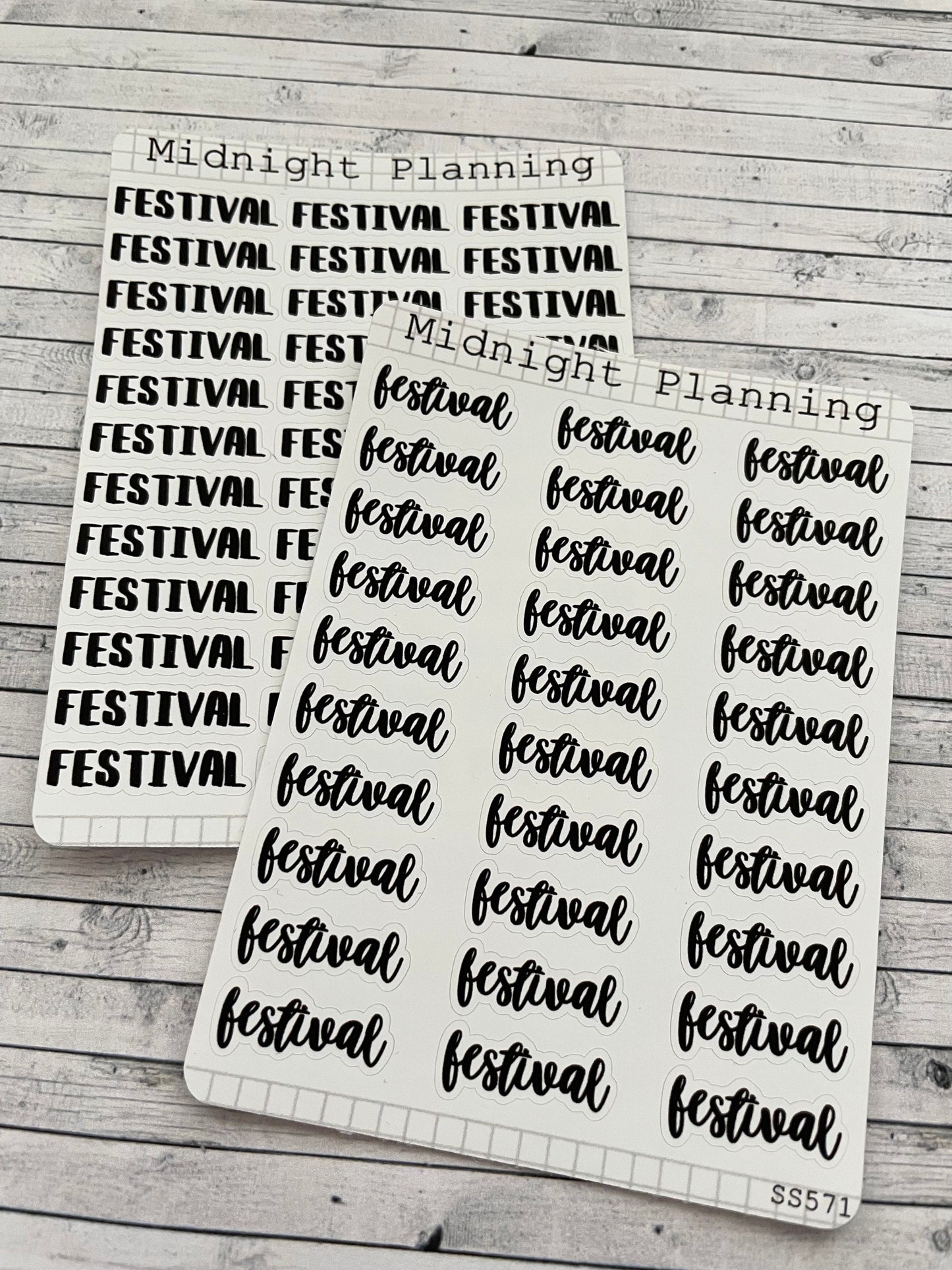 Festival, Small Script, Titles That Are Functional and Handmade Planner Sticker Sheets
