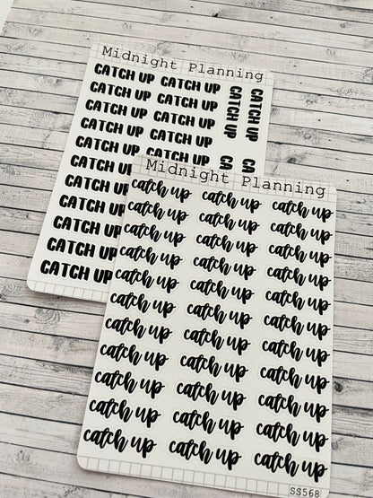 Catch Up, Script, Titles That Are Functional and Handmade Planner Sticker Sheets