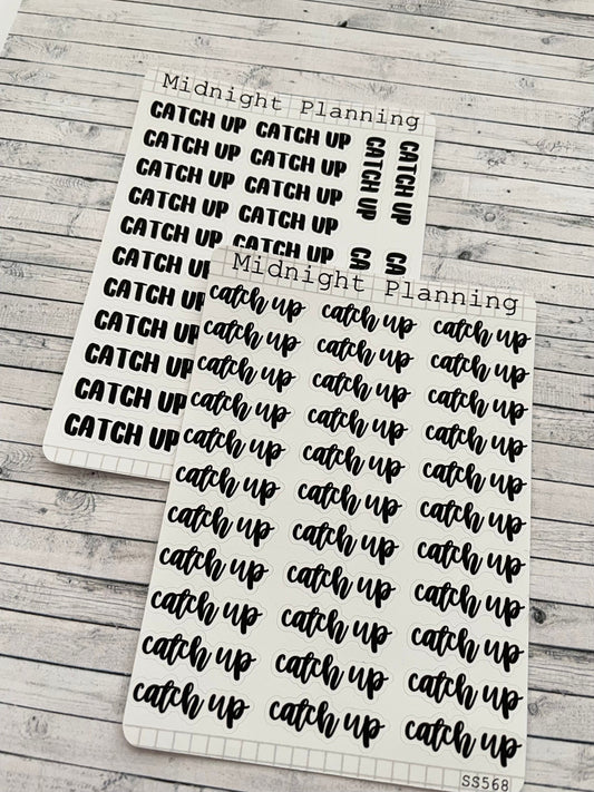 Catch Up, Script, Titles That Are Functional and Handmade Planner Sticker Sheets