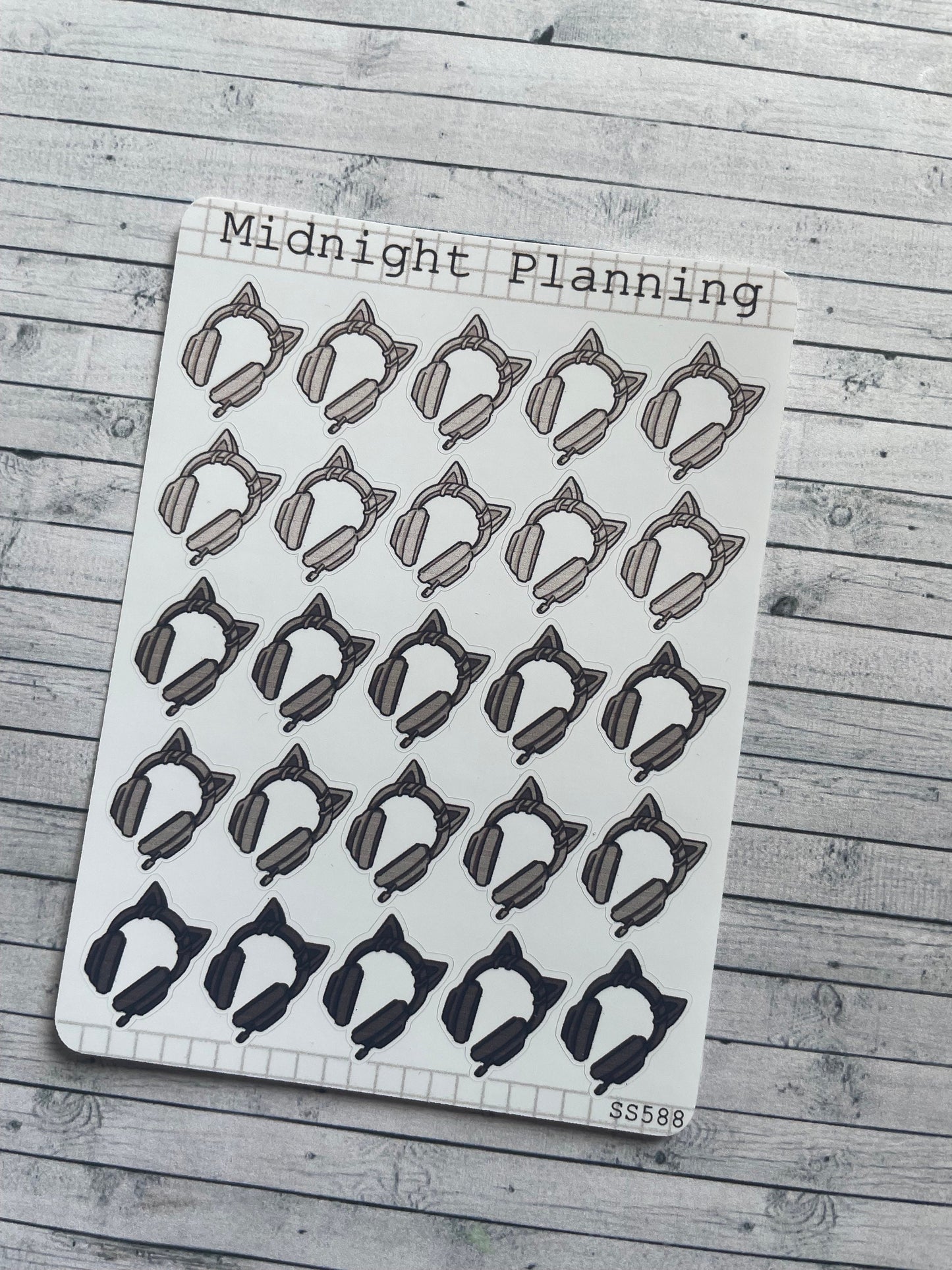 Cat Headphone Stickers, Functional and Handmade Planner Sticker Sheets