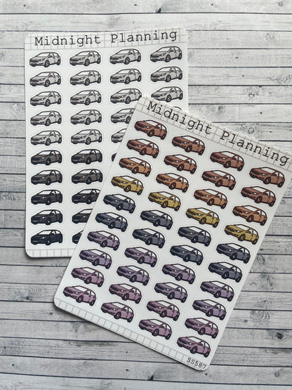 Car and Travel Stickers, Functional and Handmade Planner Sticker Sheets