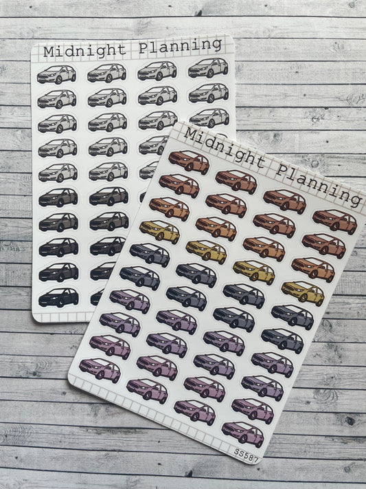Car and Travel Stickers, Functional and Handmade Planner Sticker Sheets