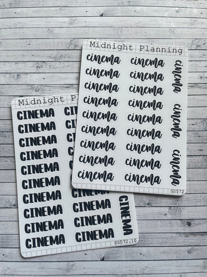Cinema, Script, Titles That Are Functional and Handmade Planner Sticker Sheets