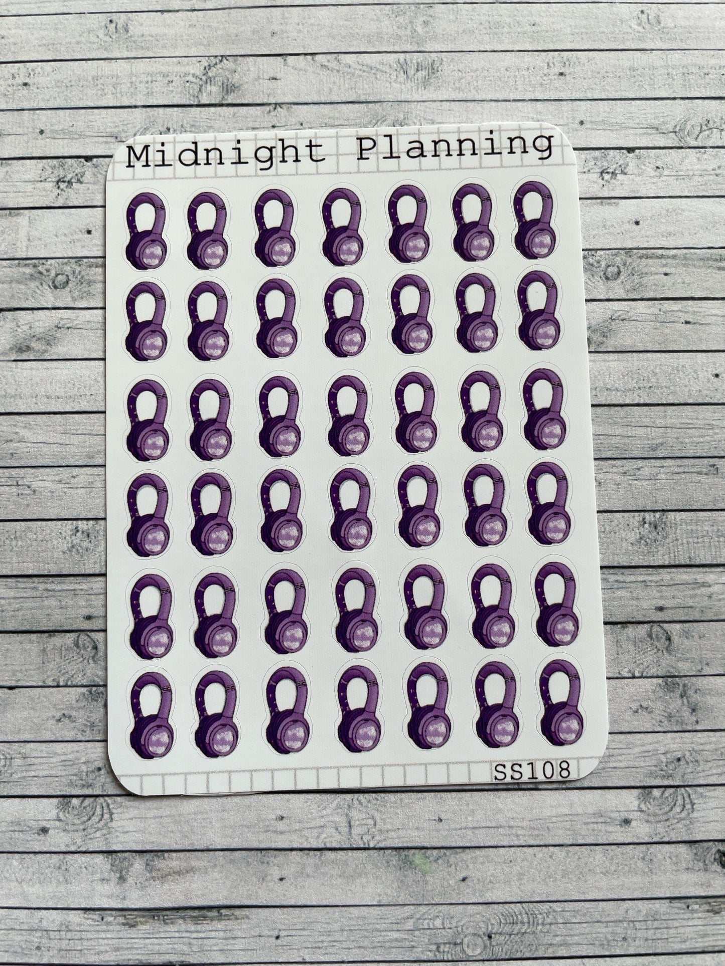 Purple Sky Themed Headphone Stickers, Functional and Handmade Planner Sticker Sheets