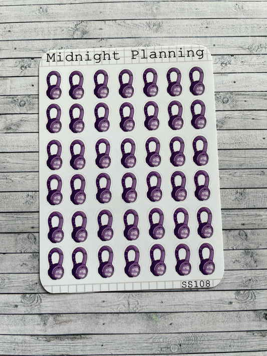 Purple Sky Themed Headphone Stickers, Functional and Handmade Planner Sticker Sheets