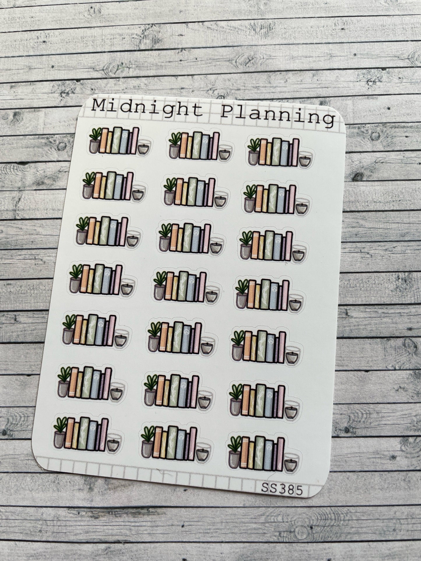 Book Shelf Inspired Functional and Handmade Planner Sticker Sheets