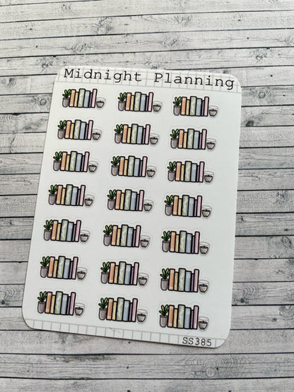Book Shelf Inspired Functional and Handmade Planner Sticker Sheets