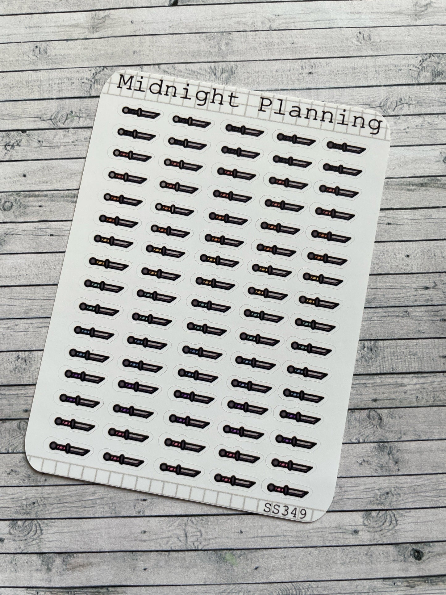 Dagger, Knife Bullet Point, Functional and Handmade Planner Sticker Sheets
