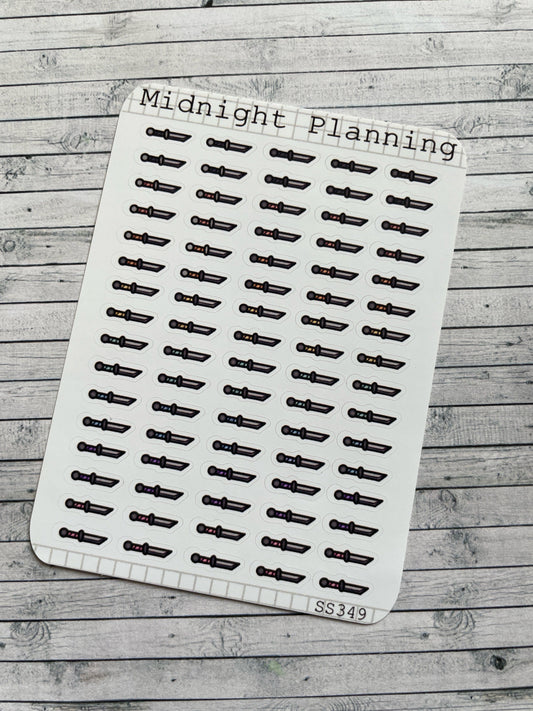 Dagger, Knife Bullet Point, Functional and Handmade Planner Sticker Sheets