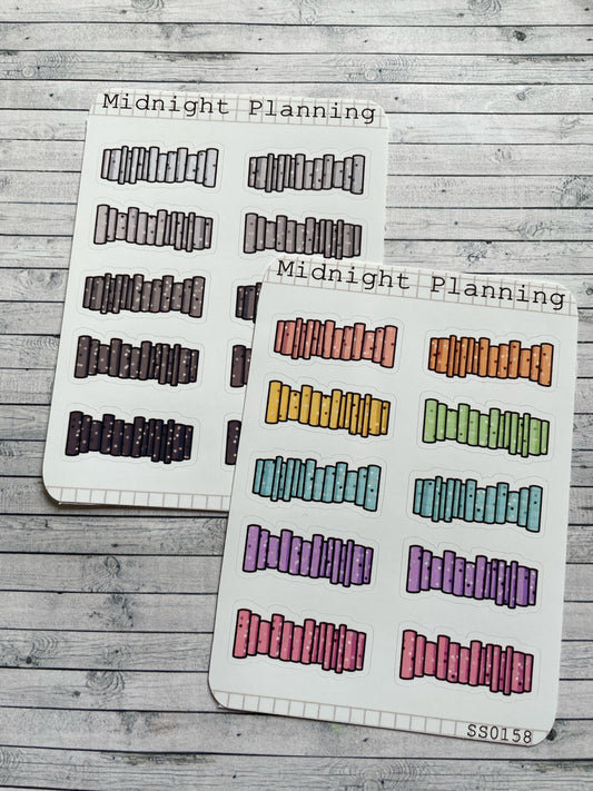 Bookish Book Stack Decorated With Small Stars Stickers, Functional and Handmade Planner Sticker Sheets