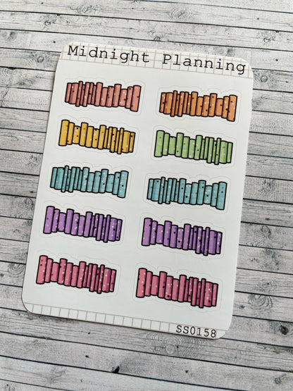 Bookish Book Stack Decorated With Small Stars Stickers, Functional and Handmade Planner Sticker Sheets