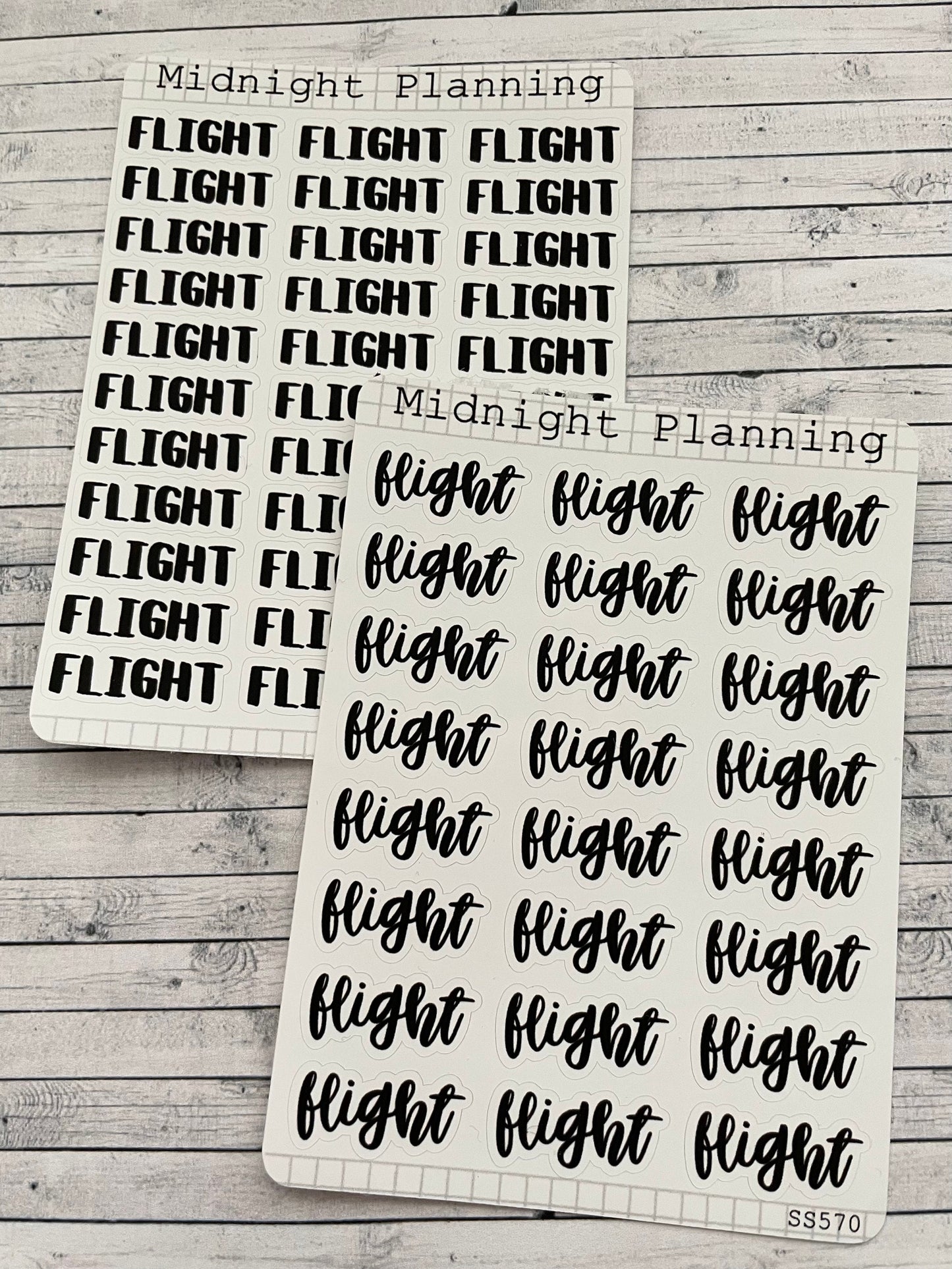 Flight, Script, Titles That Are Functional and Handmade Planner Sticker Sheets