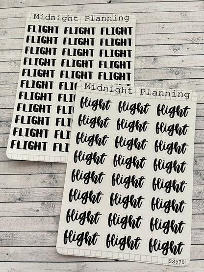 Flight, Script, Titles That Are Functional and Handmade Planner Sticker Sheets