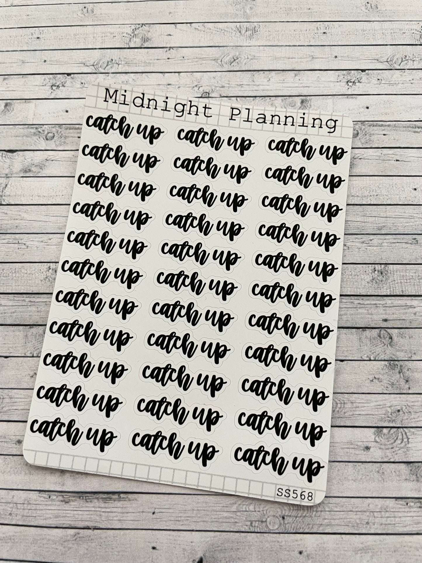 Catch Up, Script, Titles That Are Functional and Handmade Planner Sticker Sheets