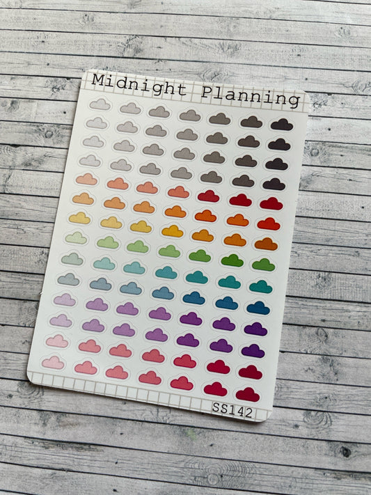 Small Cloud Banners, Functional and Handmade Planner Sticker Sheets