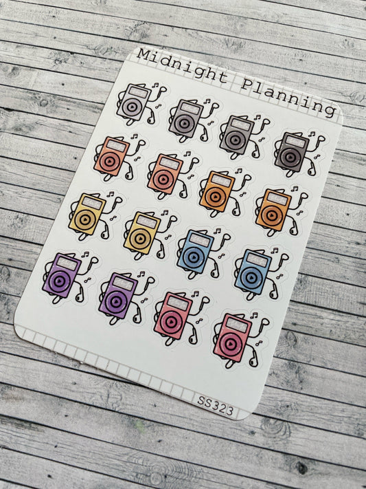 Classic Ipod Music Player Inspired Stickers, Functional and Handmade Planner Sticker Sheets