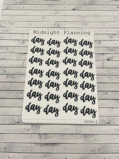 Day, Script, Titles That Are Functional and Handmade Planner Sticker Sheets