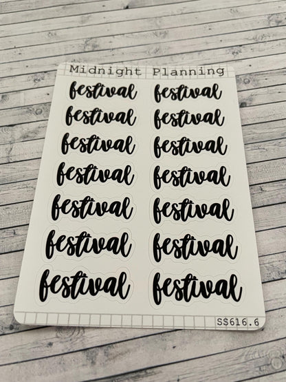 Festival, Script Allocators and Titles That Are Functional and Handmade Sticker Sheets