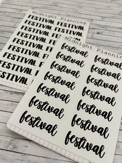 Festival, Script Allocators and Titles That Are Functional and Handmade Sticker Sheets