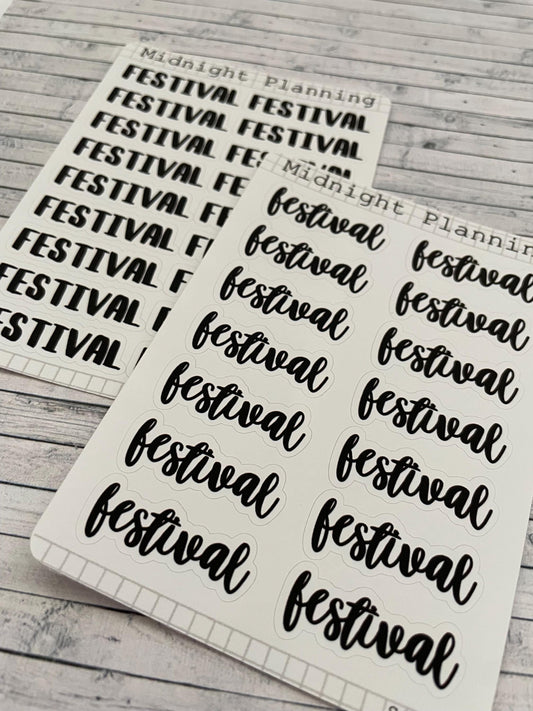 Festival, Script Allocators and Titles That Are Functional and Handmade Sticker Sheets